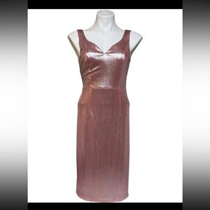 NWT Grace Karin Metalic Pink Mini Dress Sleeveless Plunging V Neck Size S